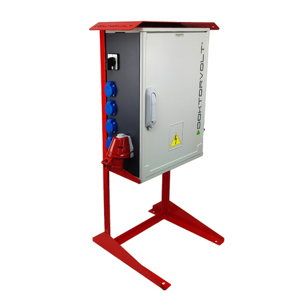 Rozdzielnica budowlana OS-S/FI SET 2x32A 1x16A CEE MENNEKES z gniazdami 8x230V na stojaku wyłącznik różnicowy rozdzielnia elektryczna przenośna na budowę skrzynka elektryczna z zabezpieczeniem Doktorvolt DV-8379-D