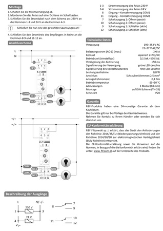 Przekaźnik czasowy PCU-510 DUO wielofukncyjny - uniwersalny styk 2NO/NC F&F 5403