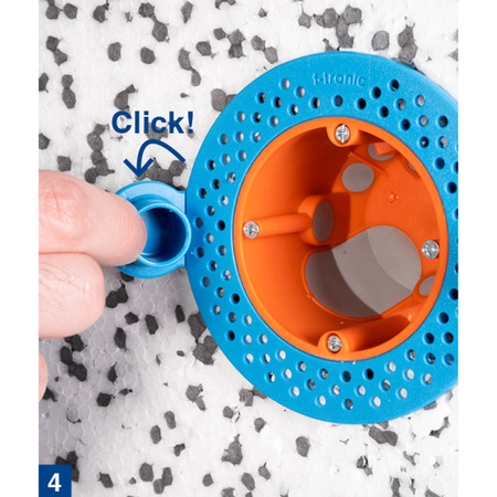 F-tronic TF-1Pierścień mocujący Thermofix do montażu puszek podtynkowych Ø68mm w elewacji styropianie EPS ETICS rękaw instalacyjny Ø74mm niebieski 5 sztuk 781 TF1