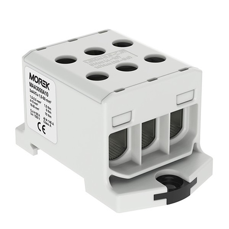 Złączka szynowa 1,5-50mm2 szara 6otwor AL/CU 1000V TH35 1P Morek MAA3050A10