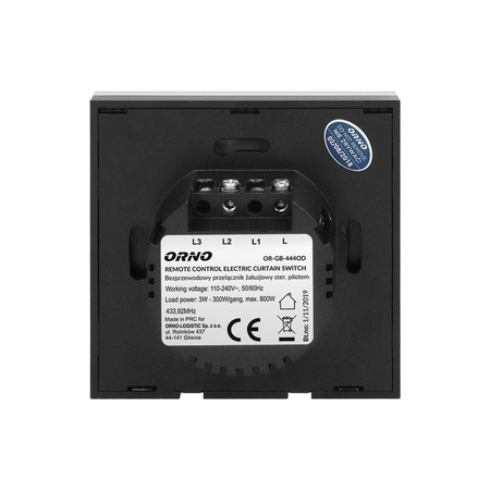 Bezprzewodowy łącznik roletowy. sterowany pilotem OR-GB-444