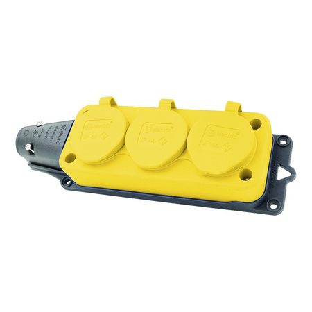 Listwa zasilająca 3 gniazda 16A 230V bez kabla żółta Schuko 3101-308-0700