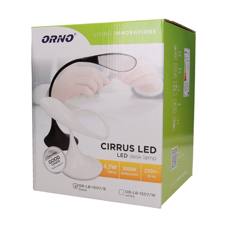 CIRRUS LED 4.5W. lampka biurkowa. 400lm. 3000K. czarna