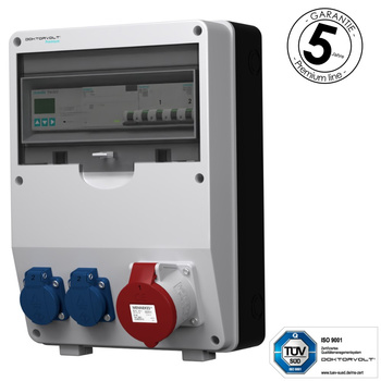 Rozdzielnica budowlana z licznikiem 3F Siemens pTD-S/FI 32A 2x230V gniazda Mennekes Schuko Doktorvolt DV-4807-D