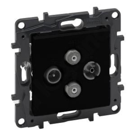 Gniazdo TV-R-SAT-SAT 2-przewodowe gwiazda 1,5 dB czarne Niloe Step 863582