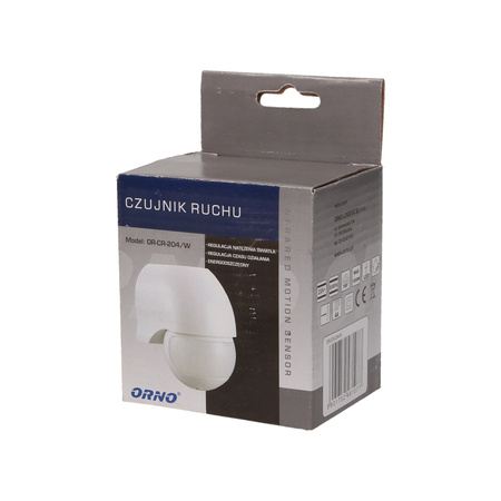Czujnik ruchu 180st.. regulacja pionowa i pozioma. IP44. 1200W. biały