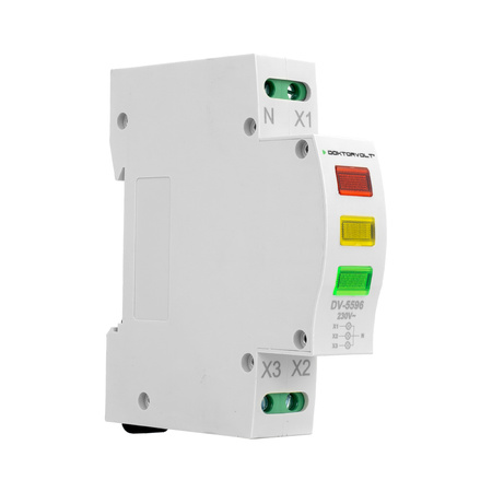 Lampka sygnalizacyjna trójfazowa 230V/400V diody LED 3-f czerwony zielony żółty Doktorvolt DV-5596