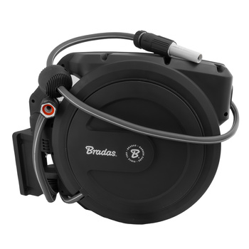 Bęben automatyczny 20m 1/2'' zwijak ścienny na wąż ogrodowy zwijacz przenośny regulowany czarny Bradas WL-W7B20