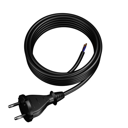 Przewód przyłączeniowy 5m z wtyczką prostą TYP E 230V 16A 2×1,5 mm² H05RR-F PP-21 czarny W-97196