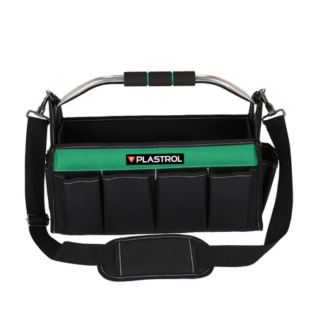Torba narzędziowa z uchwytem 400×320×200 mm organizer na narzędzia z paskiem na ramię Plastrol T-00661