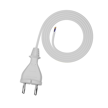 Przewód przyłączeniowy 1,5m z wtyczką prostą TYP E 230V 16A 2×1 mm² H05VV-F PP-21 biały W-98335