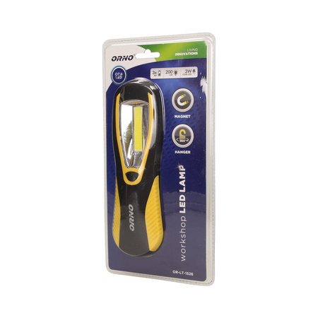 Latarka warsztatowa LED COB 3W. 200lm. 3 x AA magnes. haczyk OR-LT-1526