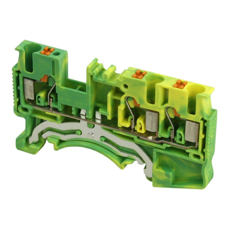 Złączka szynowa 2,5mm2 1P 3-przewodowa zacisk push-in żółto-zielona PE DS2.5-TW-PE-01P-1C