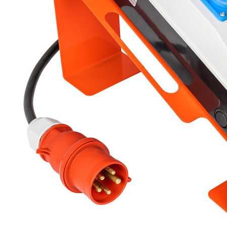 Rozdzielnica budowlana na stojaku zabezpieczona SET-S/FI przenośna z gniazdami 16A 32A CEE MENNEKES 4x230V rozdzielnia elektryczna na budowę skrzynka elektryczna z zabezpieczeniem Schuko Doktorvolt DV-0126-D