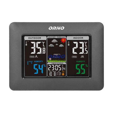 Bezprzewodowa stacja pogodowa z pomiarem temperatury i wilgotności zewnętrznej i wewnętrznej czarna OR-SP-3101/B