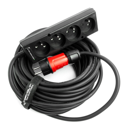 Przedłużacz elektryczny 4-krotny 15m listwa zasilająca 4 gniazda 3x1,5mm2 czarny Doktorvolt DV-4940-F-230