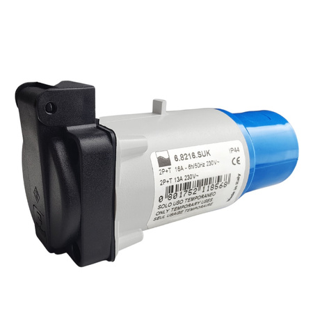 Marlanvil Adapter kempingowy wtyczka CEE 16A na 13A 250V gniazdo brytyjski standard przejściówka IP44 6.8216.SUK