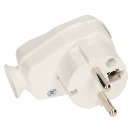 Wtyczka kątowa 2P+Z z włącznikiem i kontrolką AWA-ŁK/BIAŁA