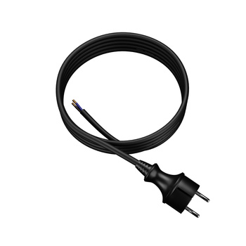 Przewód przyłączeniowy 3m z wtyczką prostą 250V 16A 2x1 mm² IP44 H07RN-F PP-40H czarny W-97236