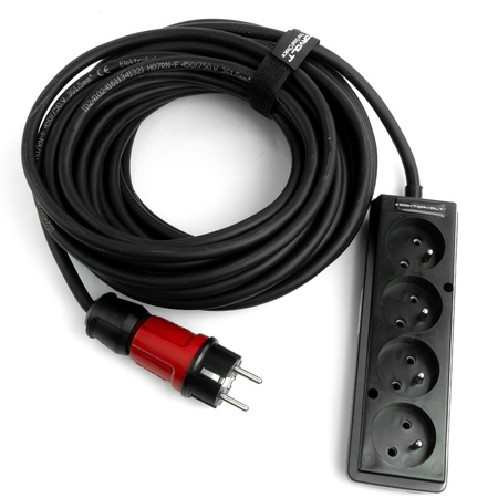 Przedłużacz elektryczny 4-krotny 15m listwa zasilająca 4 gniazda 3x1,5mm2 czarny Doktorvolt DV-4940-F-230