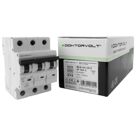 Wyłącznik nadprądowy MCB 10kA 3P 32A VDE C32A Doktorvolt DV-3912