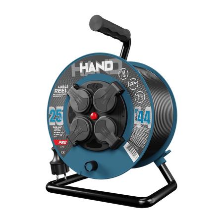 Przedłużacz bębnowy HAND PRO 25m 4x Gniazda 230V IP44 H05RN-F 3x1,5 mm² W-96305