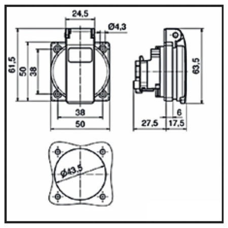 Gniazdo tablicowe 230V 16A bezśrubowe Schuko Bals OEM-71099