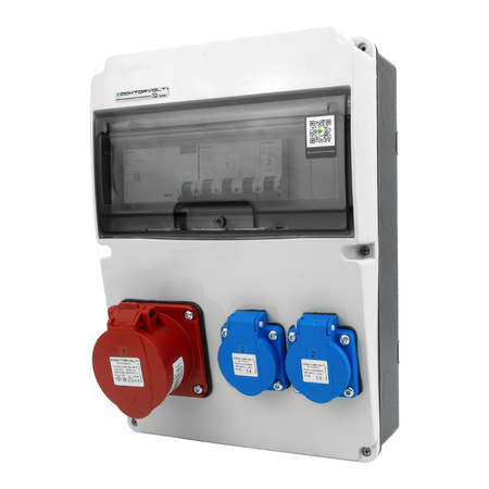 Rozdzielnica budowlana CEE 16A 400V 2x230V Schuko z zabezpieczeniami VDE SIEMENS DV-5534-D