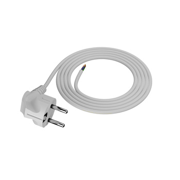 Przewód przyłączeniowy 1,5m z wtyczką kątową Uni-Schuko 250V 16A 3x1 mm² OMY PP-50 biały W-97165