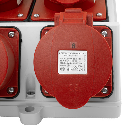 Rozdzielnica budowlana 3x16A 2x32A CEE 4x230V z uchwytem i wtyczką tablicową Doktorvolt TR-S/FI DV-5053-D