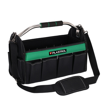 Torba narzędziowa z uchwytem 400×320×200 mm organizer na narzędzia z paskiem na ramię Plastrol T-00661