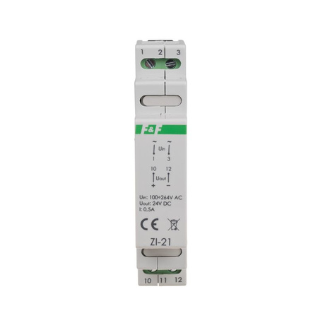 Zasilacz impulsowy 24V DC zasilacz przemysłowy DIN 35mm 0,5A 12W stabilizowany ZI-21