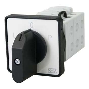 Łącznik krzywkowy L-0-P 500V 16A 3 fazowy z dźwignią oraz szyldem S16 JD 9151 C6