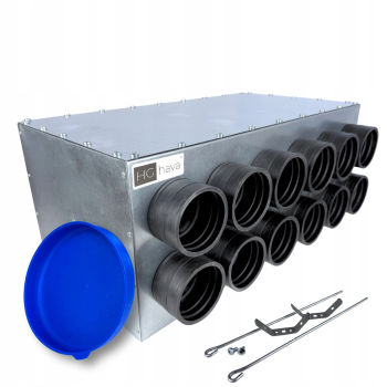 Skrzynka rozdzielcza rozdzielacz przelotowy wentylacja fi 200 14x75 mm E-KRT-12x75/200-OC