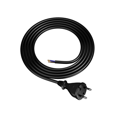 Przewód przyłączeniowy 2m z wtyczką prostą TYP E 230V 16A 2×1,5 mm² H07BQ-F PP-21 czarny W-98578