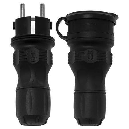 Zestaw przyłączeniowy z wtyczką WT-54 i gniazdem GN-44 250V Schuko czarny W-98861