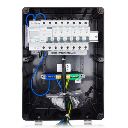 Rozdzielnica budowlana z licznikiem 1F Siemens pTD-S/FI 6x230V gniazda Mennekes Schuko Doktorvolt DV-4821-D