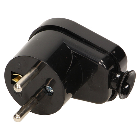 Wtyczka kątowa 2P+Z. czarna WT-16/CZARNY