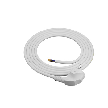 Przewód przyłączeniowy 1,5m z wtyczką kątową Uni-Schuko 250V 16A 3x1,5 mm² OMY PP-50 biały W-97177