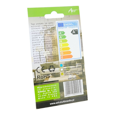 Wkład LED ART G9 3W 2900K ciepło-biała 2szt 4001445