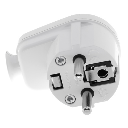 Wtyczka kątowa rozbieralna Uni-Schuko 230V 16A biała W-10105