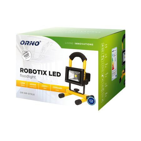 ROBOTIX LED COB 10W naświetlacz roboczy. przenośny z akumulatorem. 600lm. IP44. 6000K. 2200mAh. OR-NR-372L6