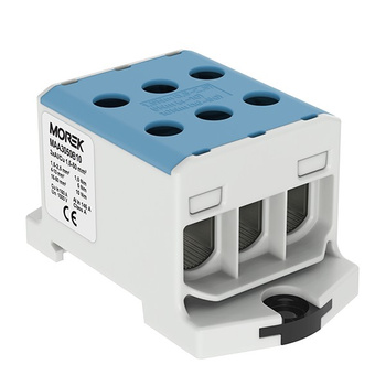 Złączka szynowa 1,5-50mm2 nieb. 6otwor AL/CU 1000V TH35 3P Morek MAA3050B10