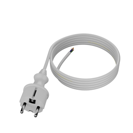Przewód przyłączeniowy 4m z wtyczką prostą 250V 16A 3x1 mm² IP44 H05VV-F PP-40H biały W-98375