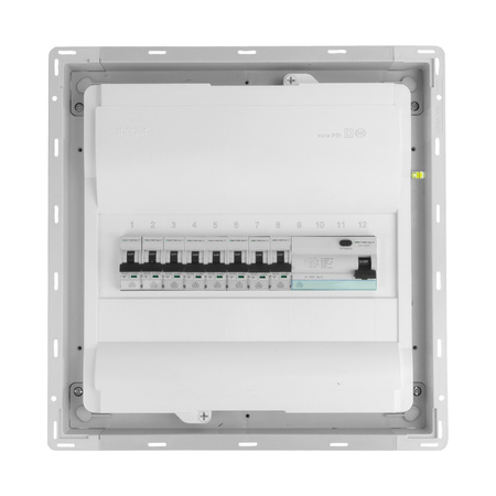 Rozdzielnica modułowa podtynkowa 1x12 zabezpieczona 8xMCB 1xRCCB VDE okablowana skrzynka elektryczna Hager 356x348x98mm Doktorvolt DV-6197-PT