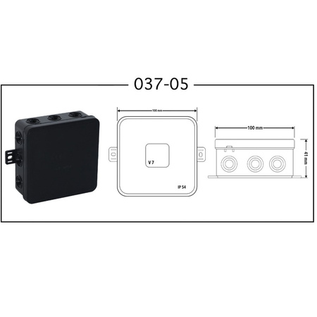 Puszka V7 n/t 12-wlotowa klik z osłabieniami czarna 400V 037-05