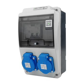 Rozdzielnica budowlana XS-S/FI 16A 2x230V erbetka IP54 zabezpieczenia Siemens gniazda Doktorvolt DV-5527-D
