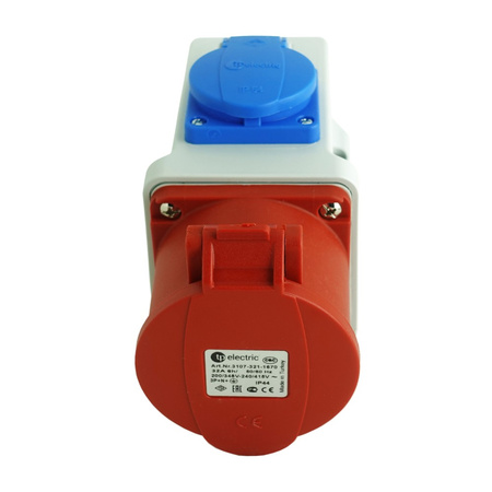 Gniazdo ścienne Combo 5-biegunowe CEE 16A IP44 Schuko 230V 3105-600-1600