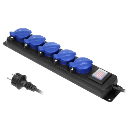 Przedłużacz warsztatowy bryzgoszczelny z wyłącznikiem 5m Schuko OR-AE-13159(GS)/5M