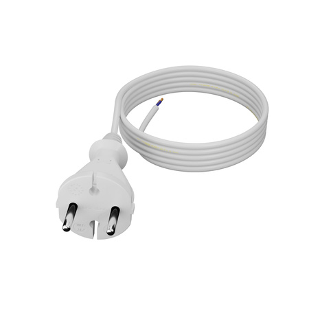 Przewód przyłączeniowy 3m z wtyczką prostą TYP E 230V 16A 2×1 mm² H05VV-F PP-21 biały W-98339
